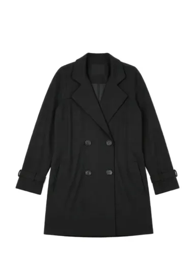Casaco Preto Feminino Sobretudo