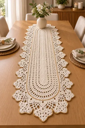 Trilho de mesa em crochê