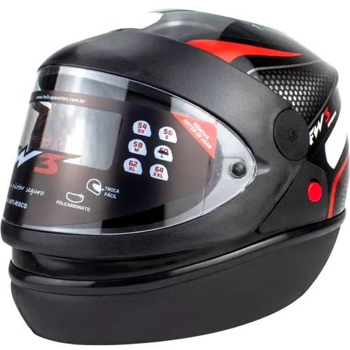 Capacete tam 58, Automático Preto /Vermelho Modelo San Marino Fw3