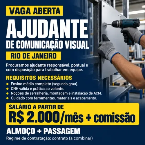 VAGA: AJUDANTE DE COMUNICAÇÃO VISUAL