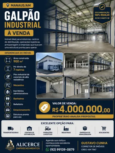 VENDO GALPÃO NA RAIZ DE 900 M2