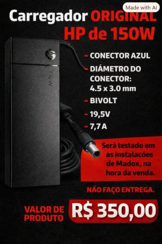 "ORIGINAL" FONTE-CARREGADOR NOTEBOOK HP 150W