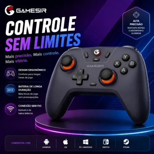 Controle GameSir Nova Lite Bluetooth 2.4G Hall Effect - PC, Switch e Celular