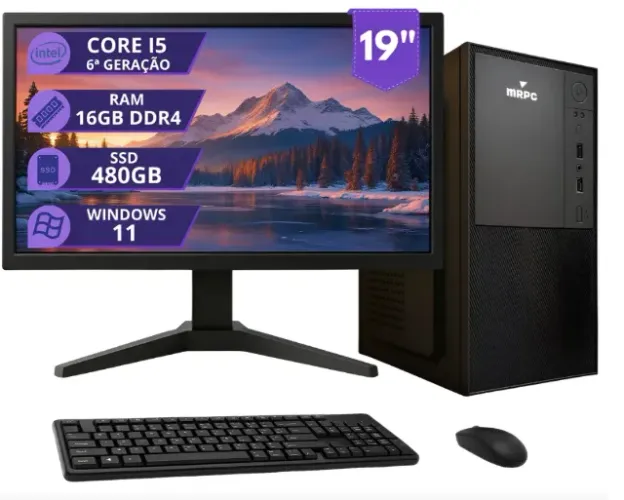 Pc Computador Completo Intel I5 6ª 16gb Ssd 480gb Monitor 19 480 Gb 16 Gb