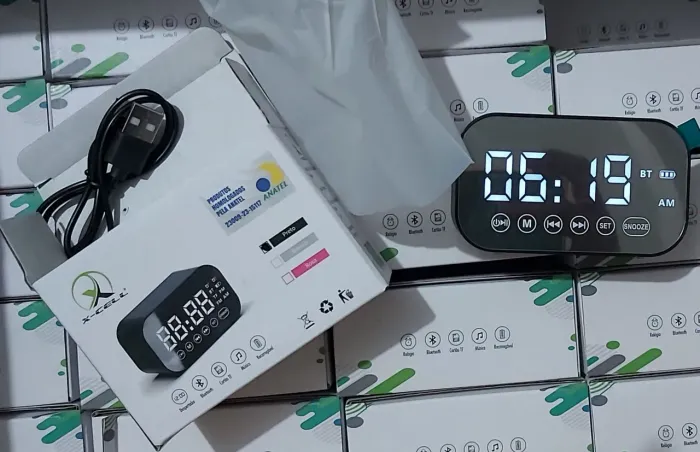 NOVO ORIGINAL: Caixa de Som X-CELL 2 em 1 com Relógio Digital Múltiplas Funções