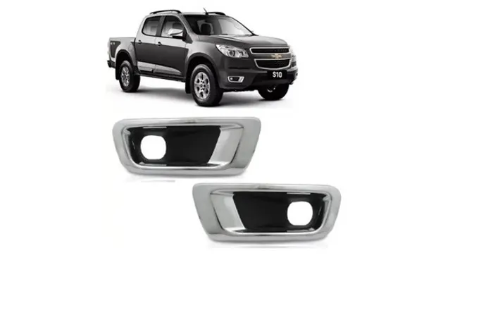 Par Grade Moldura Milha Aro Cromado S10 2012 2013 2014 2015