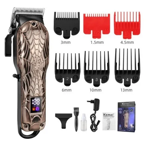 Maquina de Cortar Cabelo Barba Kemei Cabelo Profissional Display Lcd Km-2616