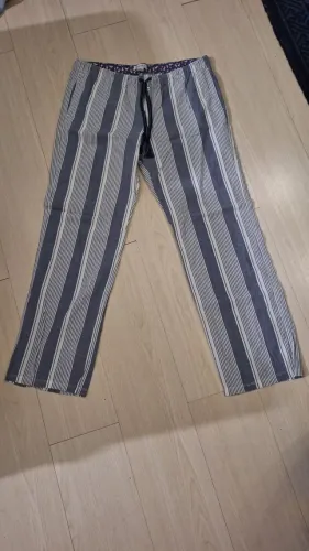 Calça azul listrado pijama
