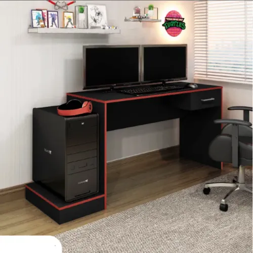Promoção Mesa Gamer Preta com Vermelho - Padrao