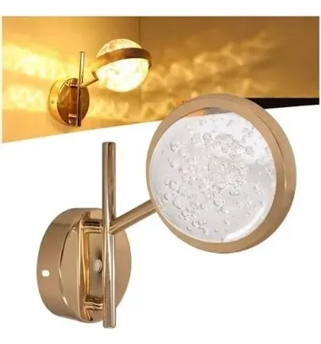 Luminária de Parede em Metal Dourado com Bolhas de Cristal