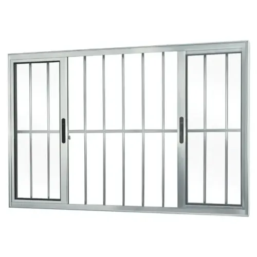 Janela 4 folhas 1,00x1,20 com grade no alumínio brilhante