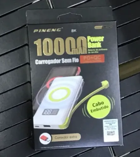 Carregador Portátil Power Bank Pineng Pn-888PD 10000mah PD+QC Universal + Wireless