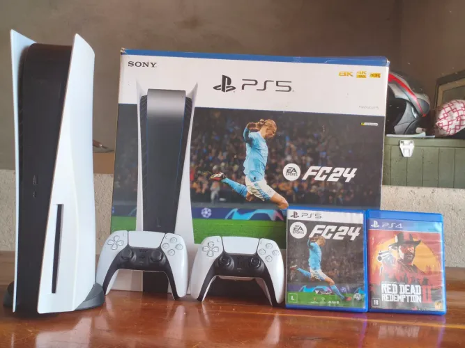 PS5 fat + 2 controles + EA Fc 24 + Red Dead Redemption 2
