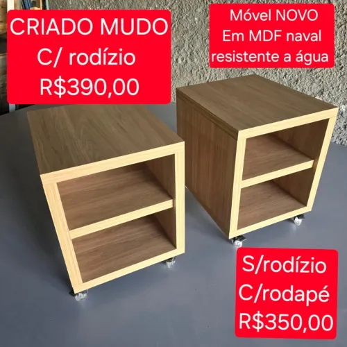 Criado Mudo com Rodízio - MDF Naval - Novo