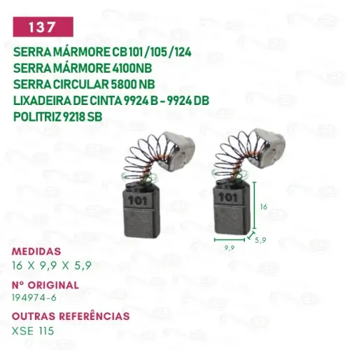 escova carvão motor reparo para serra mármore cod137.jg c16x9,9x5,9