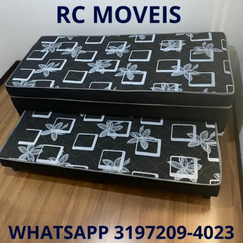 Cama Box Solteiro Bibox + Cama Auxiliar - Colchão D33 Incluso
