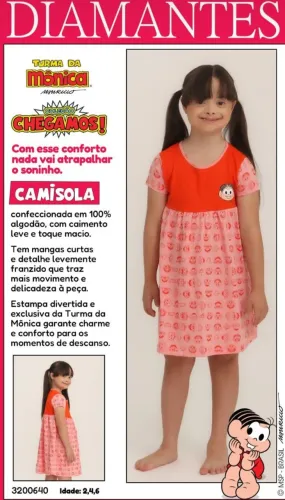 Camisola Turma da Mônica - Tamanho 4 aninhos