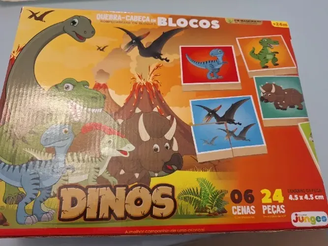 Quebra cabeça em blocos de dinossauros