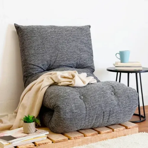 Futon Dobrável de Espuma Solteiro Grafite