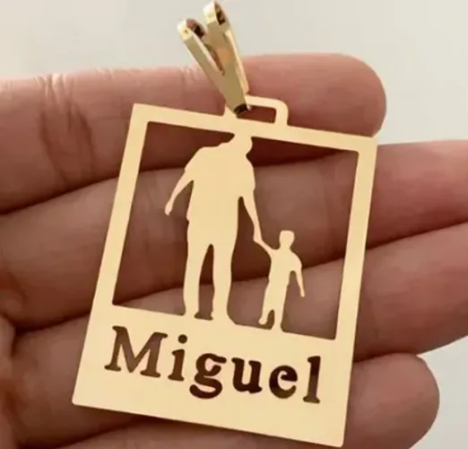 Pingente Ouro 18 Kilates Pai e Filho Com Nome