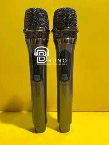 Microfone Sem Fio para Karaokê - Dupla - Bluetooth