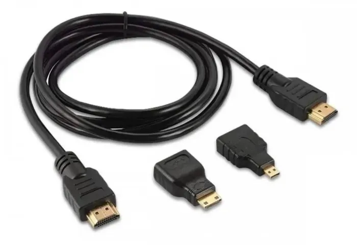 Cabo Hdmi 3 In 1 com Plug Adaptadores Hdmi Micro e Mini 1,5m Full Hd