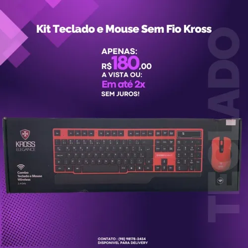 Kit Teclado e Mouse Sem Fio Kross Elegance