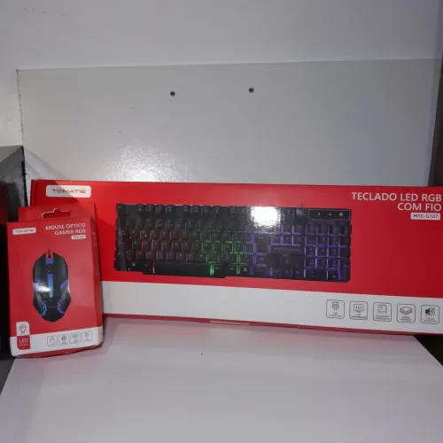 Kit teclado semi-mencânico e mouse RGB