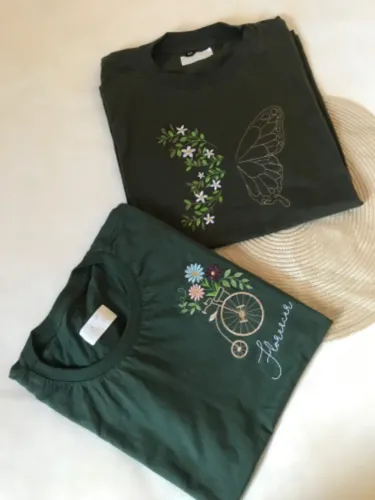 T-shirt feminina algodão bordada premium 