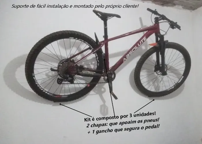 Kit Suporte Horizontal De Parede Para Bicicletas