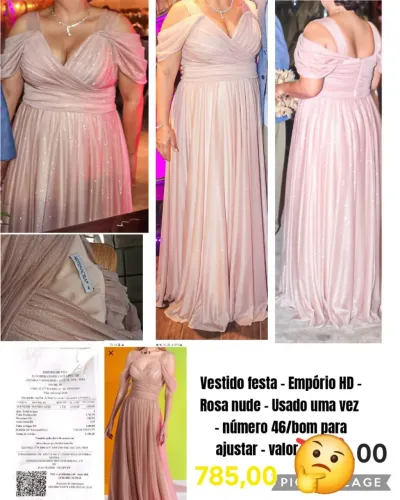 Vestido de Festa Rosa com Paetês