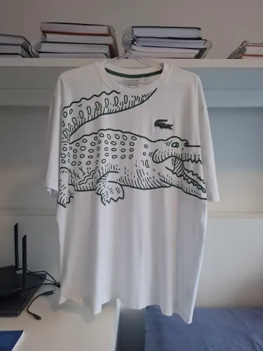 Camiseta Masculina Lacoste Loose Fit Branca