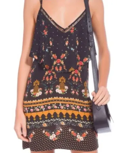 Vestido floral M farm original preto