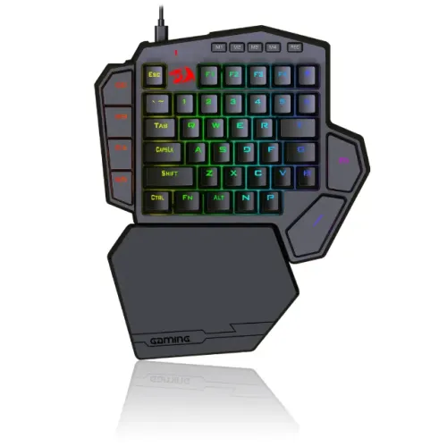 Teclado Mecânico One-Hand Redragon Diti X Black RGB Switch Blue - WZetta