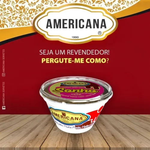 Potes de sorvete de 175 ml da marca Americana