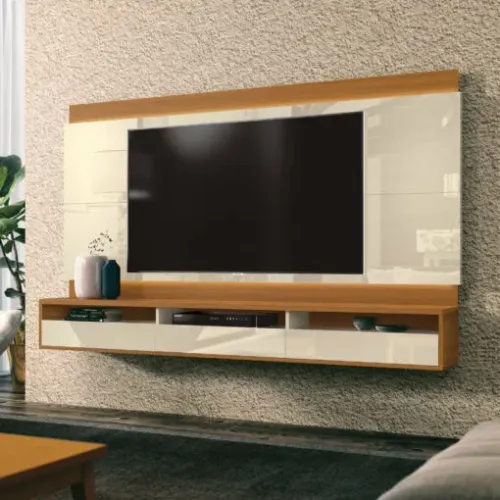 Painel até 75? Savoy 2.0 Off White/Cedro Natural - EDN MÓVEIS