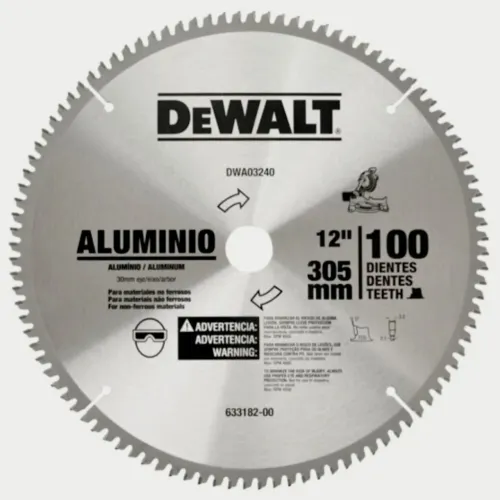 Disco de Serra 10 Pol DEWALT C/ 100 DENTES ALUMÍNIO 