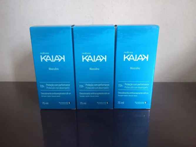 Kit 3 Desodorantes Kaiak Natura Masculino 72H de Proteção 75ml