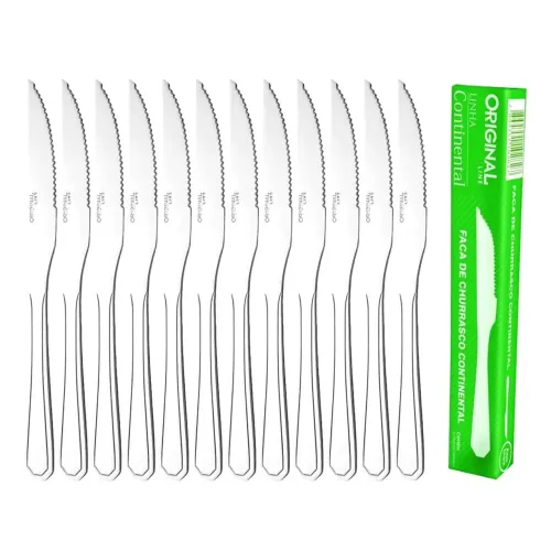 Kit 12 faca para churrasco Aço Inox premium para restaurante