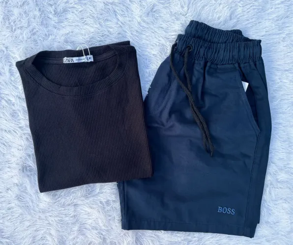 Kit Camisa Texturizada e Bermuda Sarja