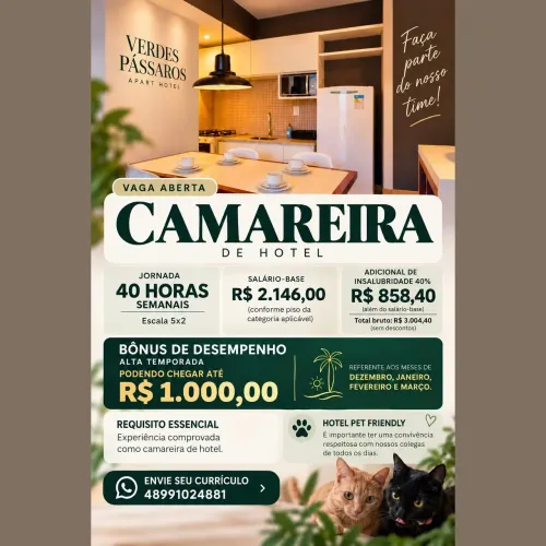 Vaga para Camareira de Hotel