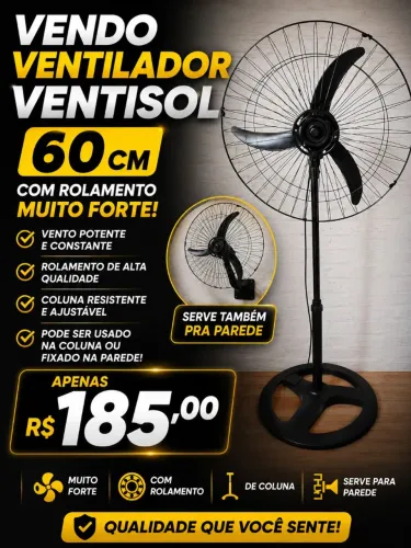 Ventilador Ventisol 60 Cm De Rolamento de coluna 