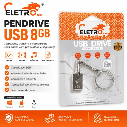 Pen drive 8gb Eletromex EL-AU-8