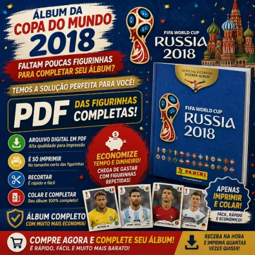 Figurinhas Completas Álbum Copa 2018 Rússia 