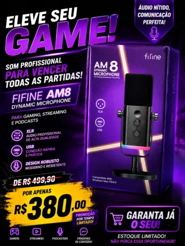 Microfone FIFINE AM8 USB/XLR - Áudio Profissional em PROMOÇÃO