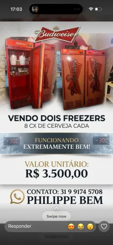 Freezer vertical cervejeiro