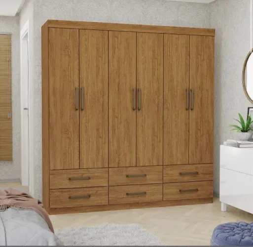 Guarda-Roupa Compacto Essencial Wood 6 Portas