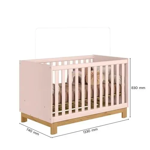 Berço Rosa 2 em 1 com colchão