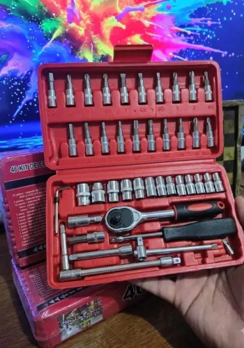 Kit de Ferramentas 46 Peças c/ Chave Catraca + Soquetes
