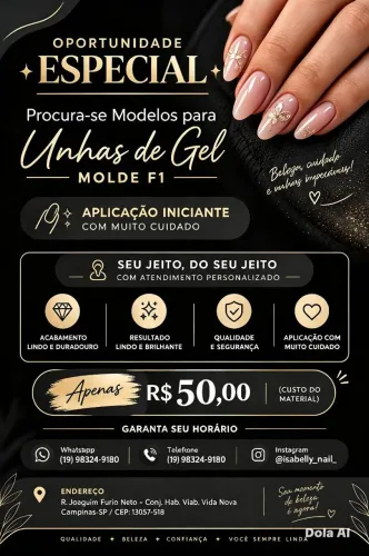 Unha de gel mode F1 por 50 reais 